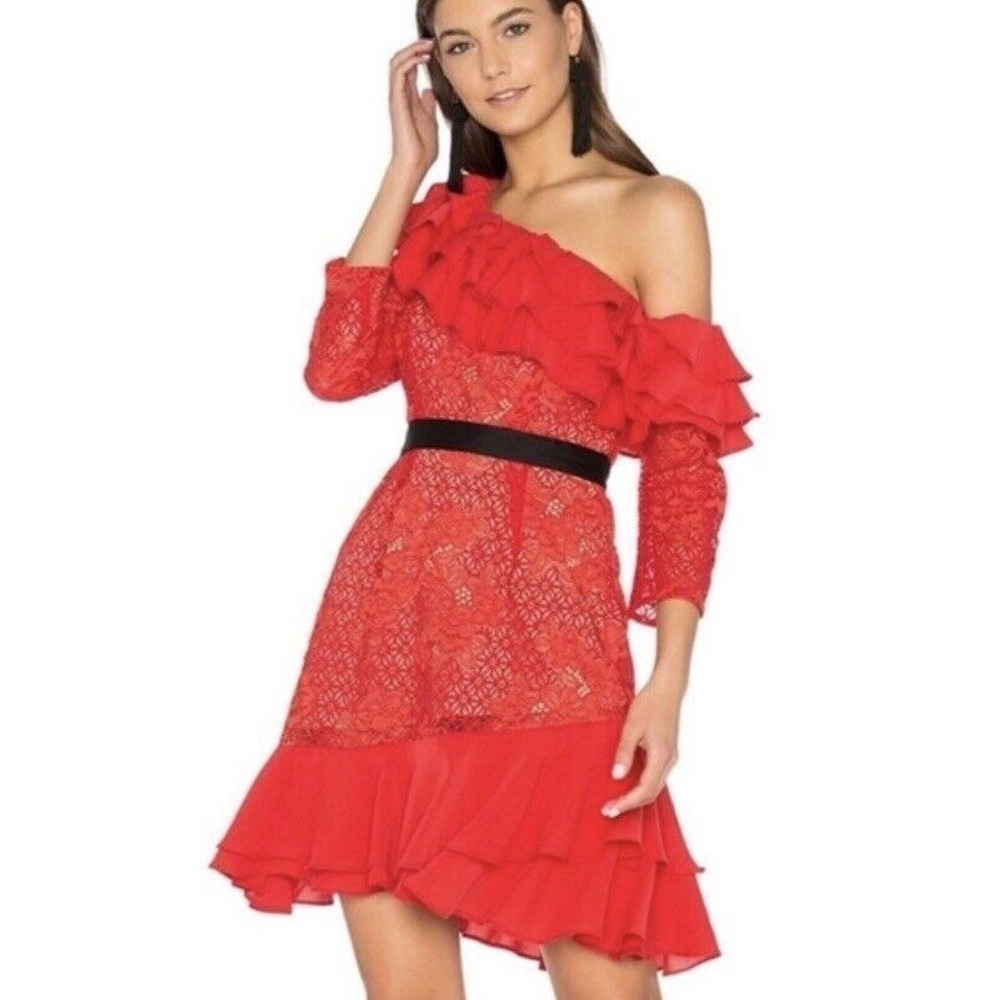 For Love & Lemons Chianti Off Shoulder Ruffle Dress Womens Size Small Nwt $308